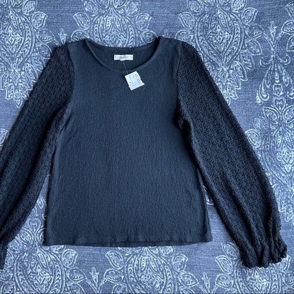 Madewell Textured Eyelet Mix Ruffle-Sleeve Top XS - Picture 3 of 9